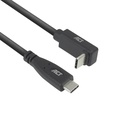 ACT AC7472 | USB 3.2 Gen 2 Kabel | USB-C (recht) naar USB-C (haaks boven/beneden) | 60W | 10Gbps | 2m | Zwart
