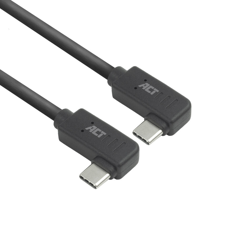 ACT USB 3.0 10Gbps 60W USB Type-C® (haaks links/rechts) naar USB Type-C® (haaks links/rechts) kabel, 2 meter