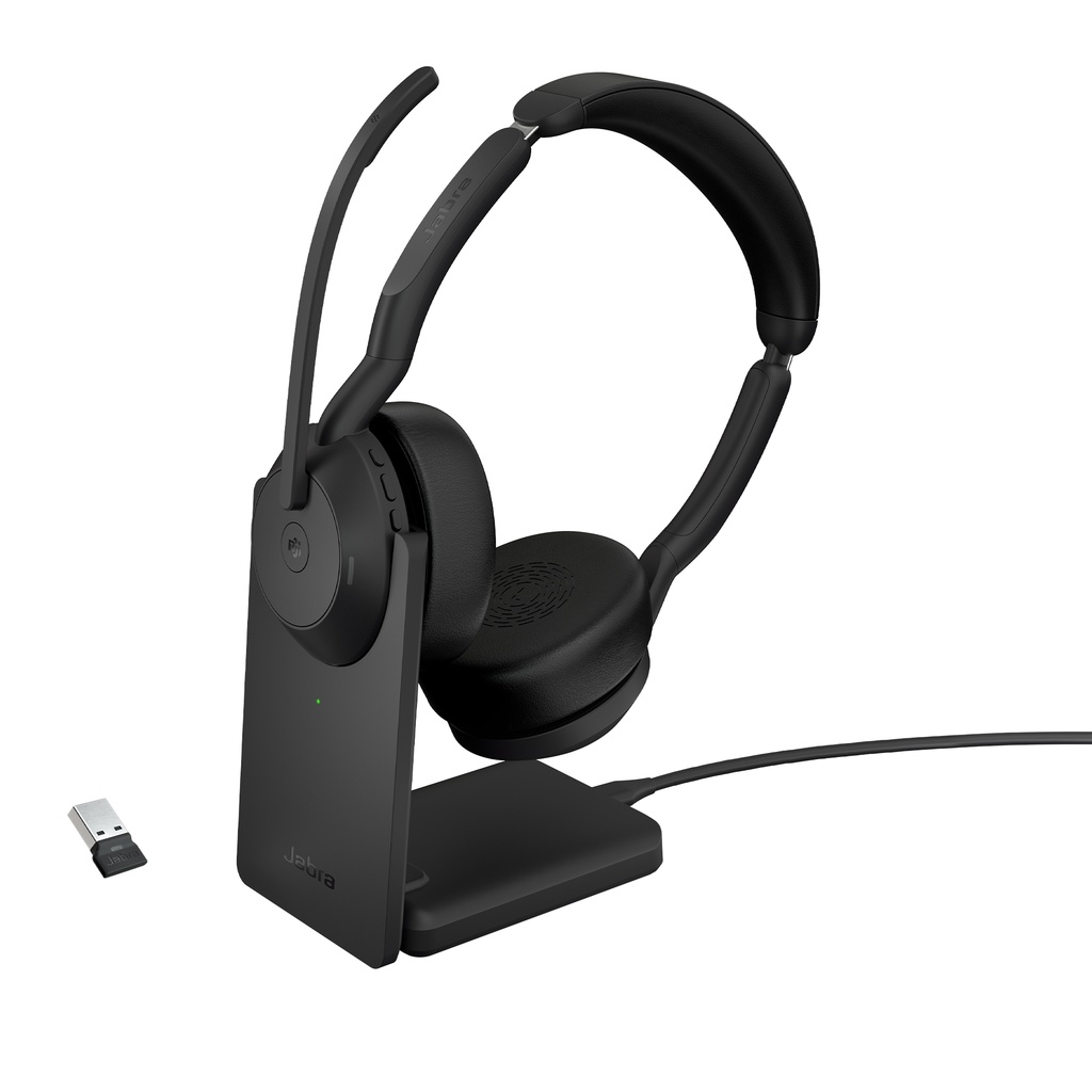 [25599-999-989] Jabra Headset Evolve2 55 MS Stereo USB-A BT mit Ladestation Zertifiziert für Microsoft Teams