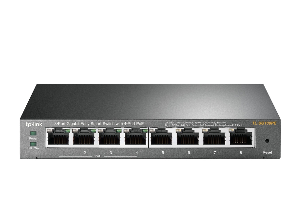 [TL-SG108PE] TP-LINK Switch TL-SG108PE 8xGBit (4x PoE+ / 64W) Managed