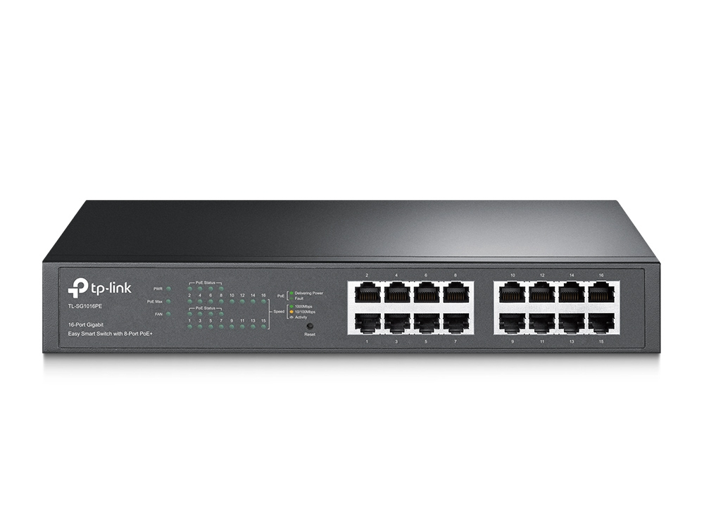 [TL-SG1016PE] TP-LINK Switch TL-SG1016PE 16xGBit 19" (8x PoE+ / 110W)