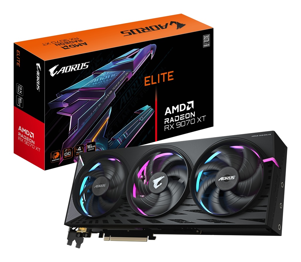 GIGA VGA 16GB Radeon RX9070XT AORUS Elite OC-16GD 2xDP/2xHDMI GV-R9070XTAORUS E-16GD