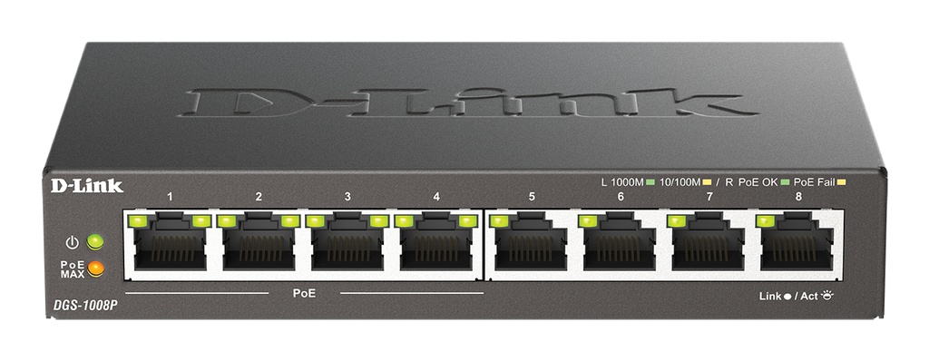 D-Link Switch DGS-1008P 8xGBit (4xPoE - 68W) Unmanaged