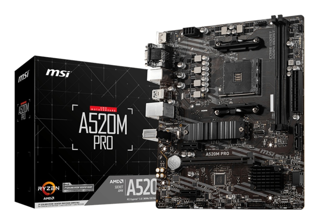 [A520M-PRO] MSI A520M PRO moederbord AMD A520 Socket AM4 micro ATX