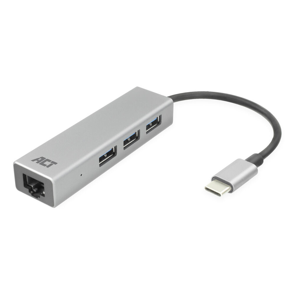 [AC7055] ACT AC7055 | 3-Poorts USB-C 3.2 (USB 3.0) Hub | Gigabit Ethernet Poort