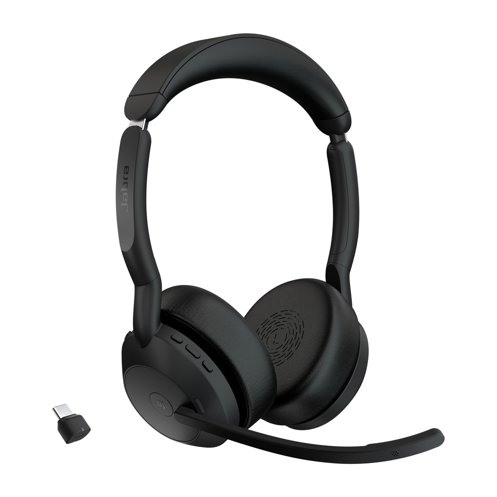 Jabra Evolve2 55 Link380c MS Stereo | Bluetooth Headset (ANC) | USB-C Dongle | Oplaadstandaard | Zwart