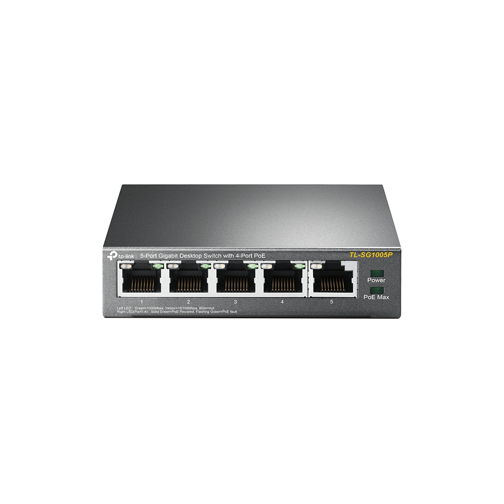 [TL-SG1005P] TP-Link TL-SG1005P | 5-Poorts Gigabit Desktop Switch | 4x PoE+ | Unmanaged